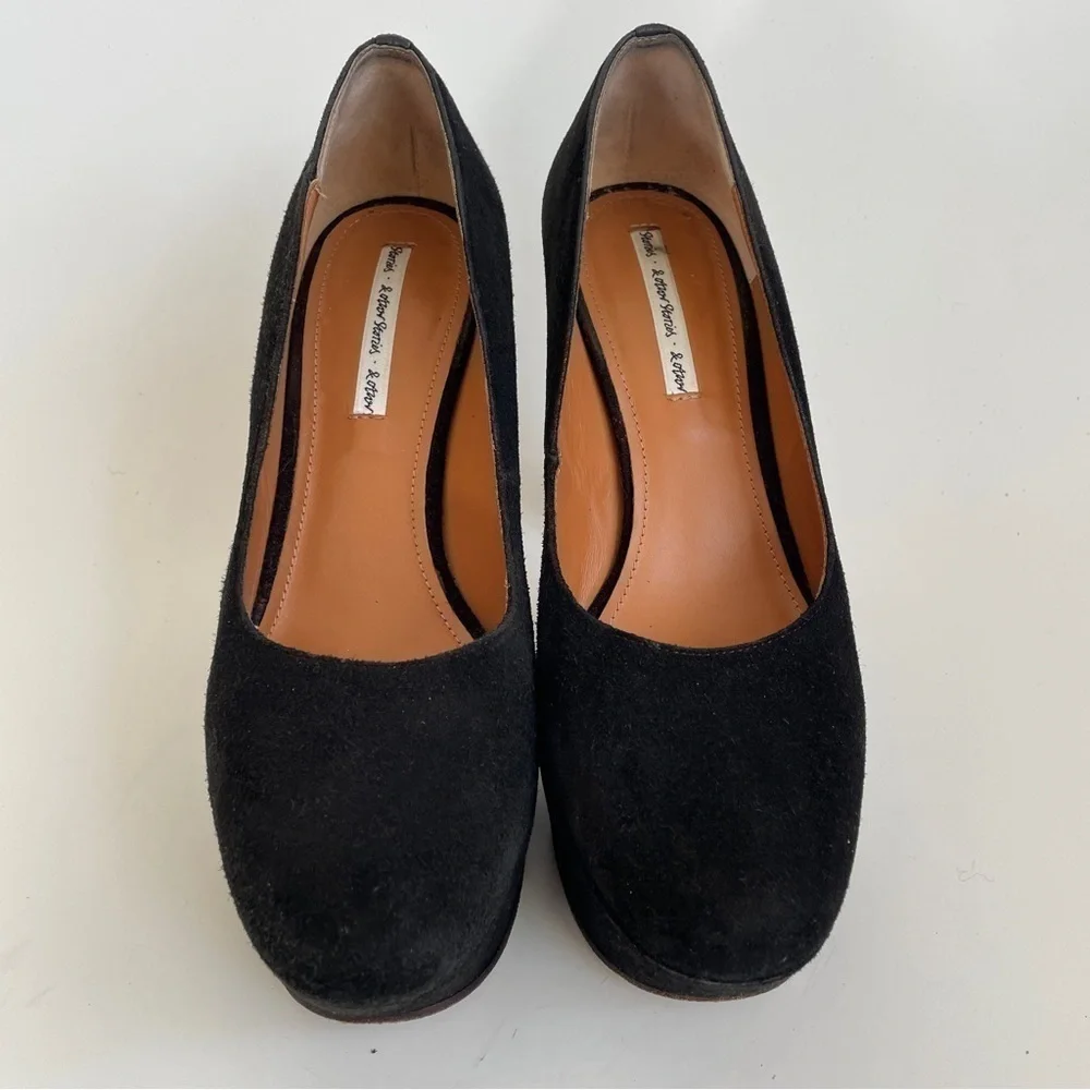 & Other Stories Black Suede Funky Unique Platform Heels Pumps Cut-out Shoes 8